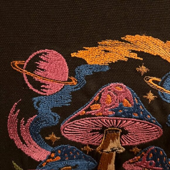 Homemade Mushroom In Space Multicolored Framed Embroidery Art - Picture 4 of 6